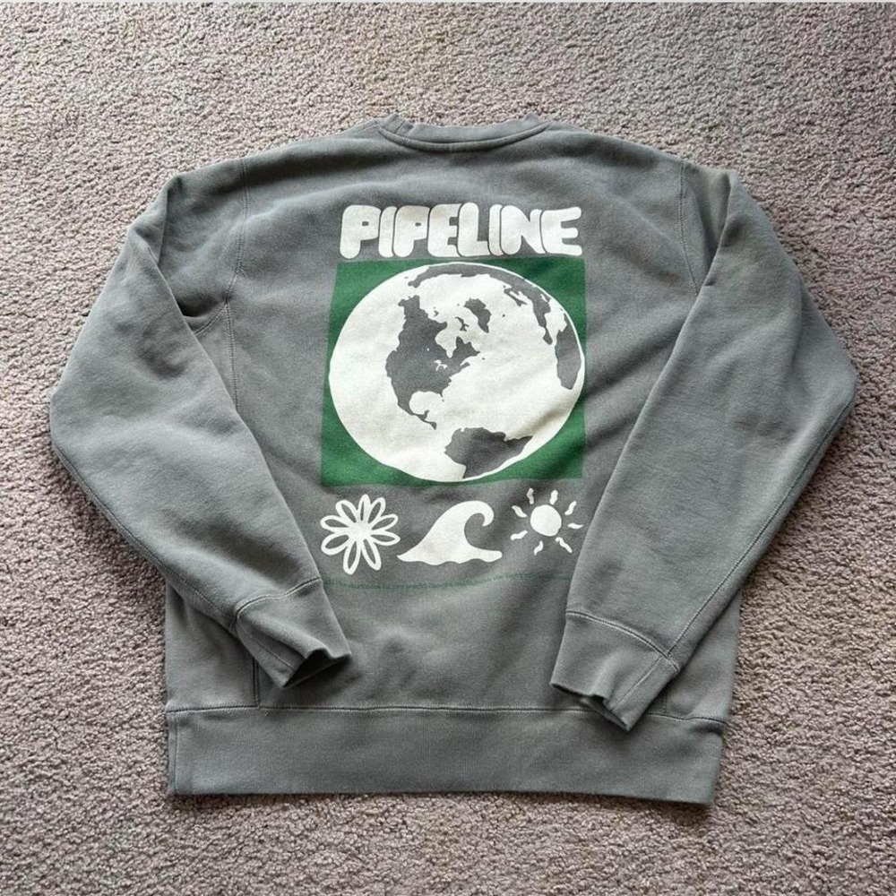 Heavy green and white Pipeline Light of the World crewneck sweatshirt - Picture 2 of 4